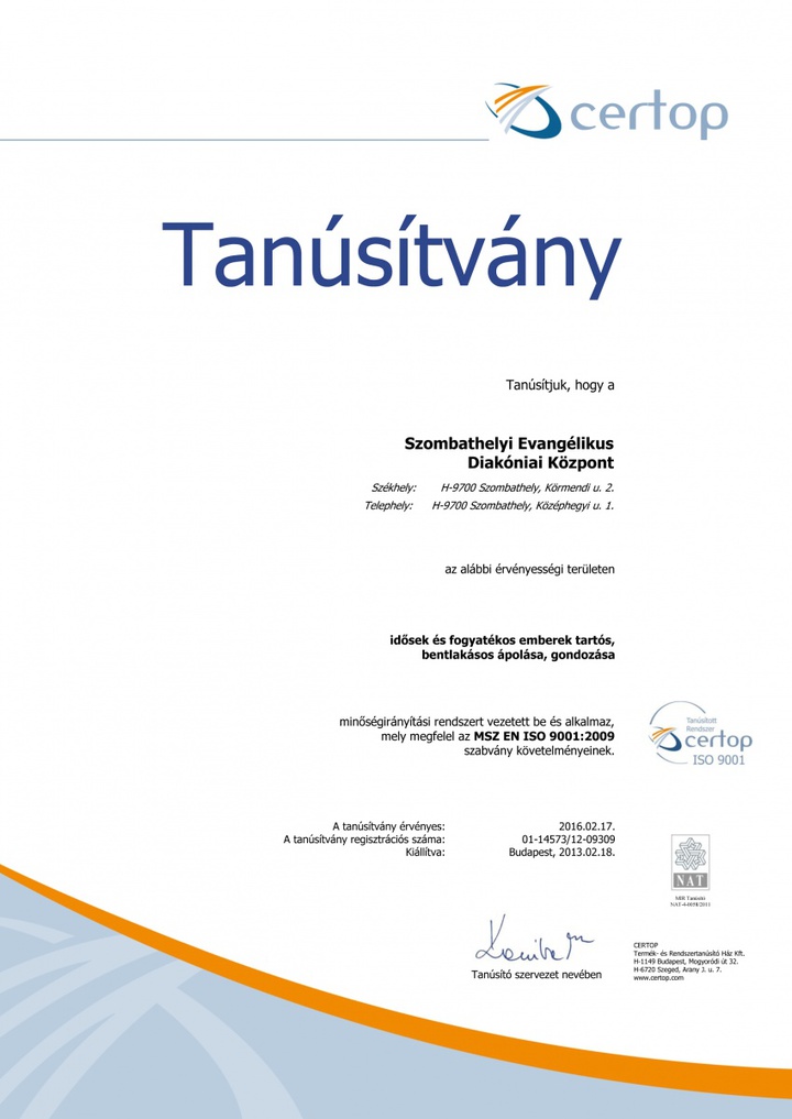 Tanúsítvány Tanúsítvány