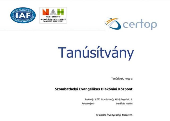 Tanúsítvány Tanúsítvány