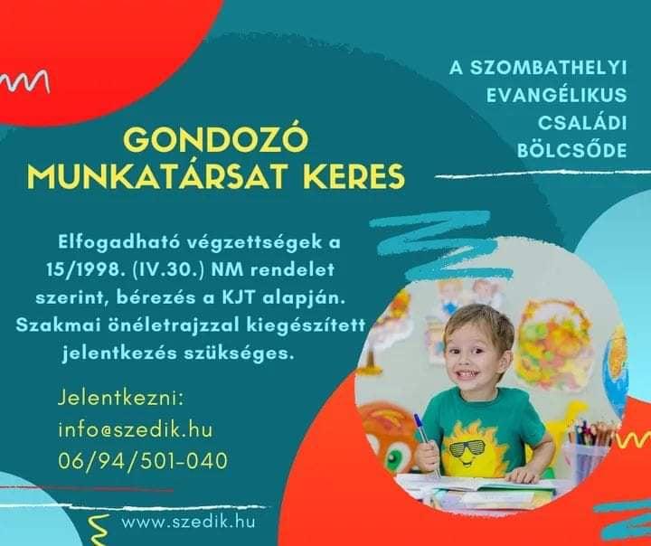 Gondozót keres a családi bölcsőde Gondozót keres a családi bölcsőde