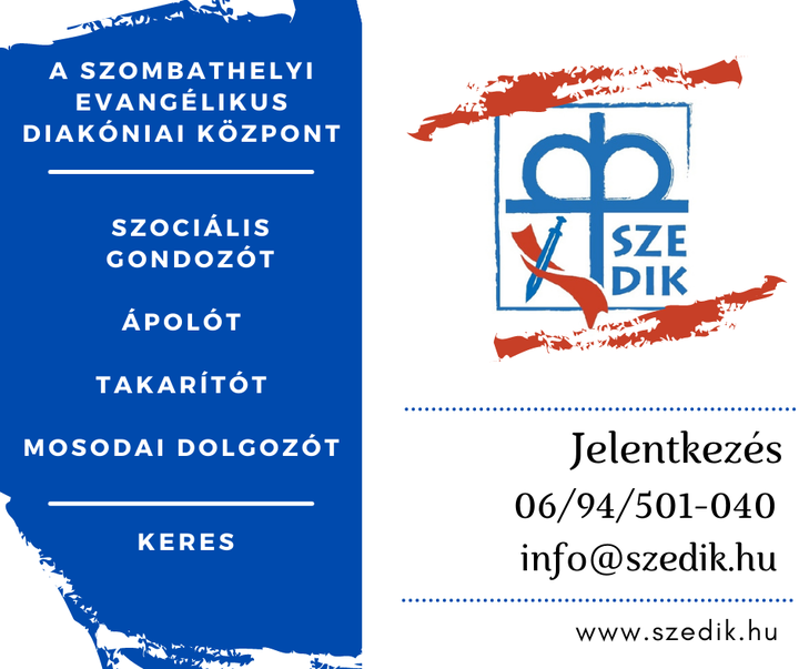 Munkatársakat keres a Szombathelyi Diakóniai Központ! Munkatársakat keres a Szombathelyi Diakóniai Központ!